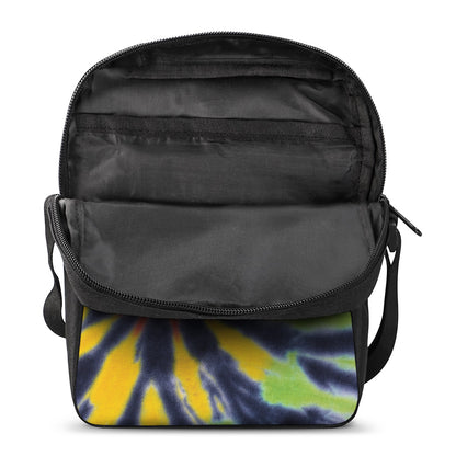 Black Backed Spiral Tie Dye Print Rectangular Crossbody Bag