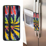 Black Backed Spiral Tie Dye Print Refrigerator Handle Covers