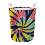 Black Backed Spiral Tie Dye Print Round Laundry Basket