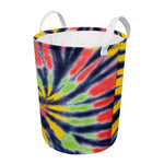 Black Backed Spiral Tie Dye Print Round Laundry Basket