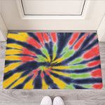 Black Backed Spiral Tie Dye Print Rubber Doormat