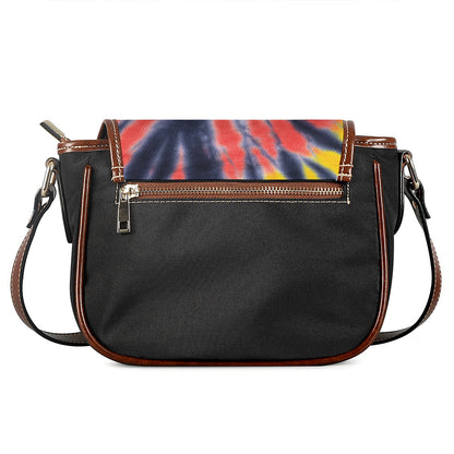 Black Backed Spiral Tie Dye Print Saddle Bag