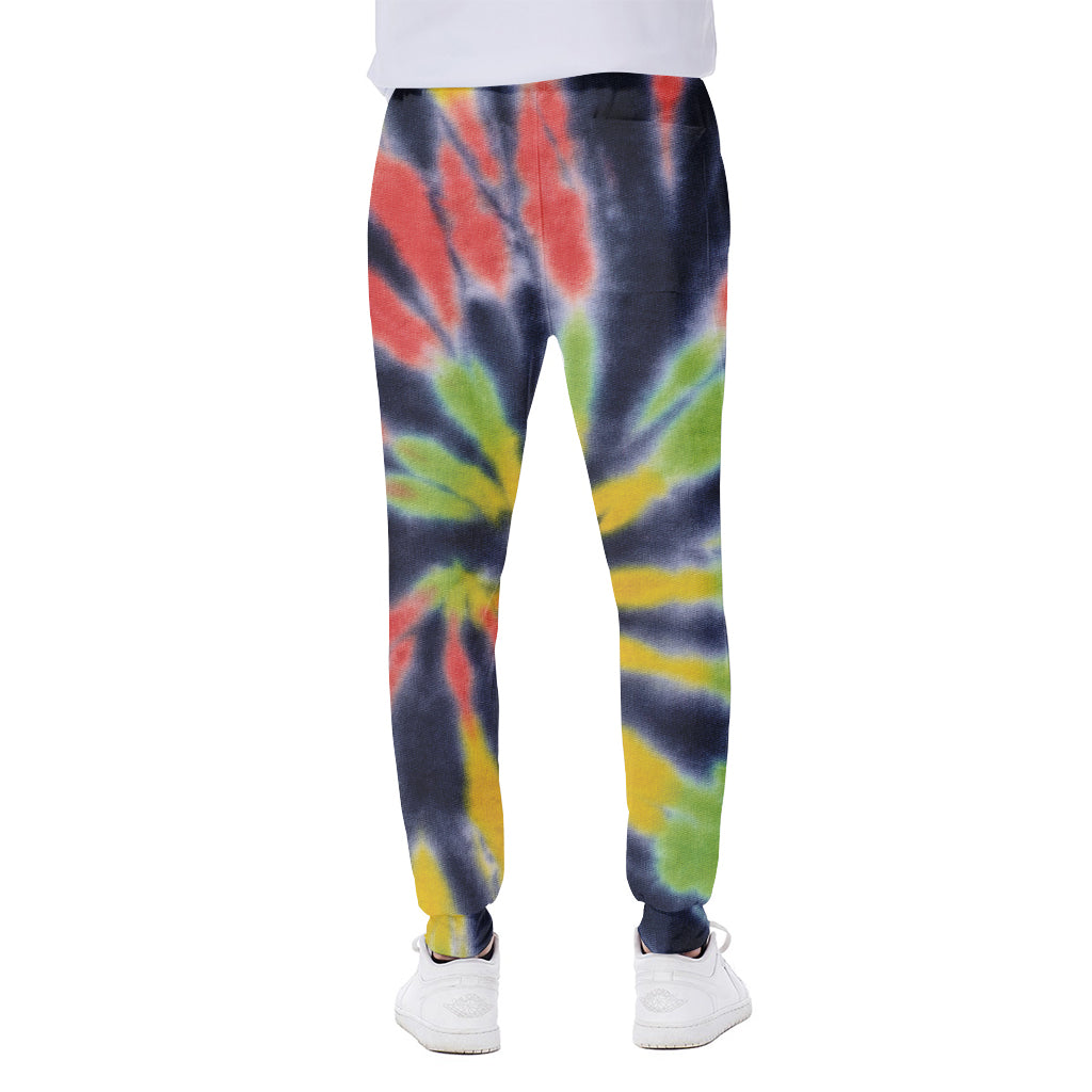 Black Backed Spiral Tie Dye Print Scuba Joggers
