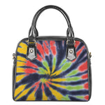 Black Backed Spiral Tie Dye Print Shoulder Handbag