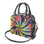 Black Backed Spiral Tie Dye Print Shoulder Handbag