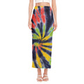 Black Backed Spiral Tie Dye Print Side Slit Maxi Skirt