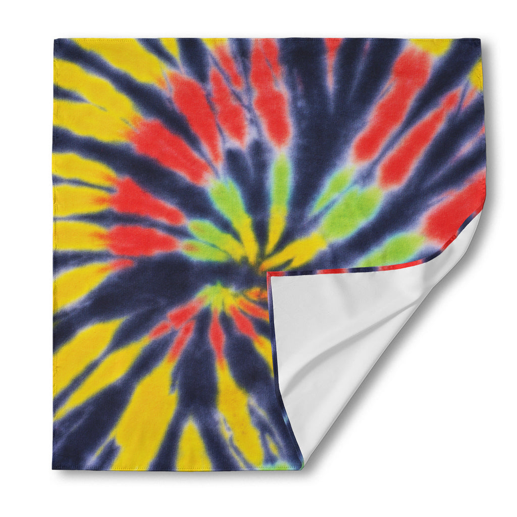 Black Backed Spiral Tie Dye Print Silk Bandana