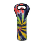 Black Backed Spiral Tie Dye Print Single Neoprene Wine Tote