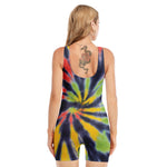 Black Backed Spiral Tie Dye Print Sleeveless One Piece Swimsuit