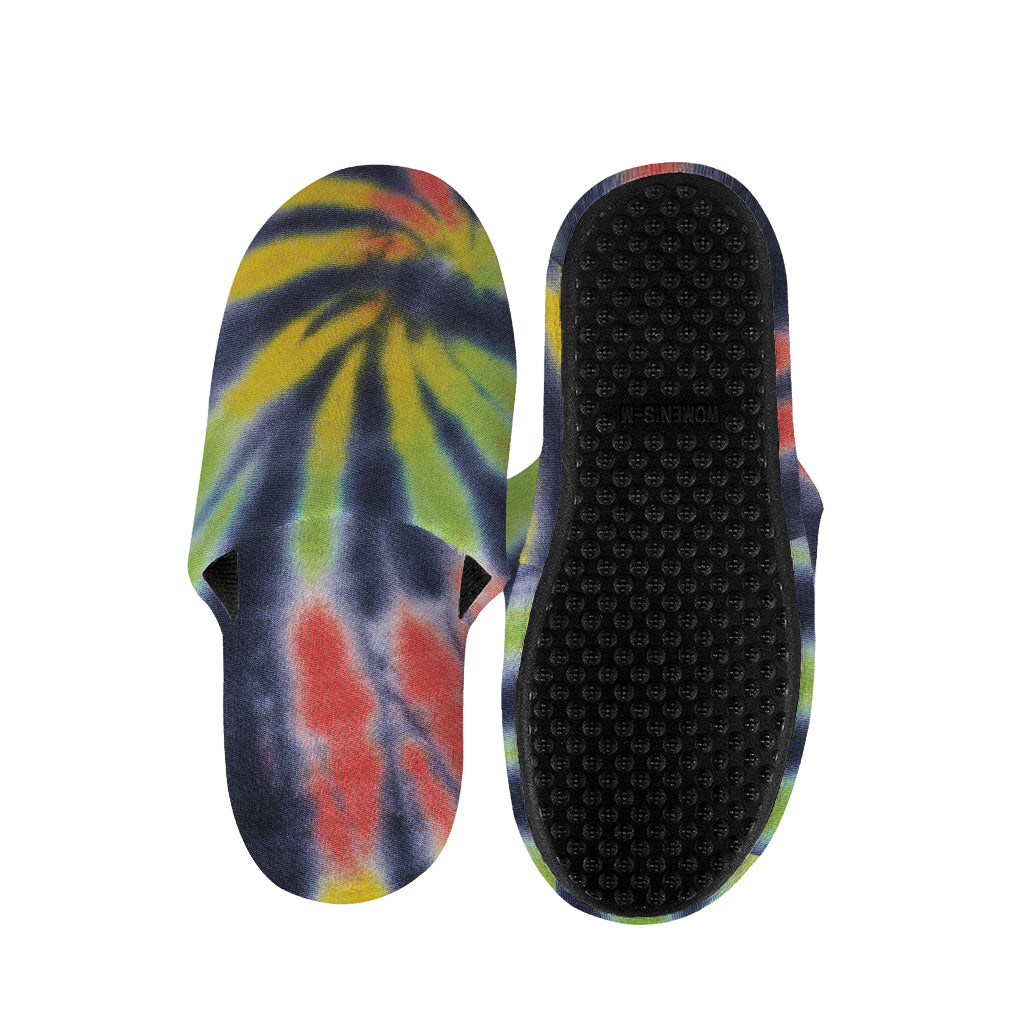 Black Backed Spiral Tie Dye Print Slippers