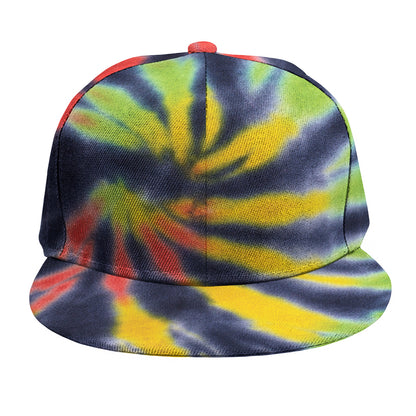 Black Backed Spiral Tie Dye Print Snapback Cap