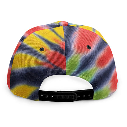 Black Backed Spiral Tie Dye Print Snapback Cap