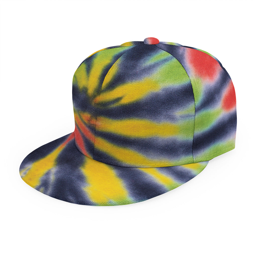 Black Backed Spiral Tie Dye Print Snapback Cap