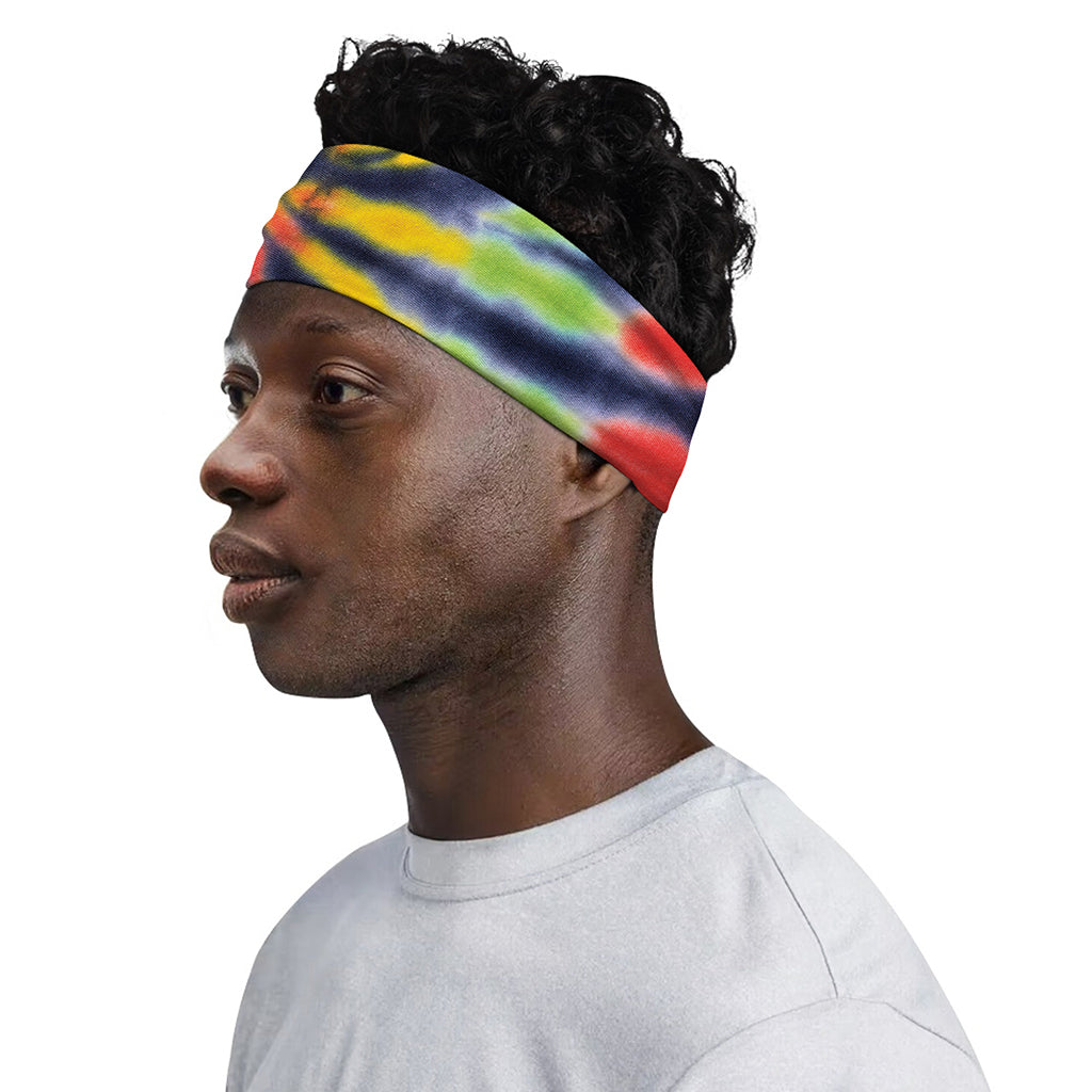 Black Backed Spiral Tie Dye Print Sports Headband
