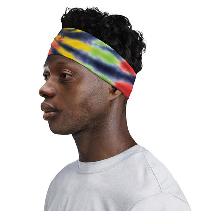 Black Backed Spiral Tie Dye Print Sports Headband