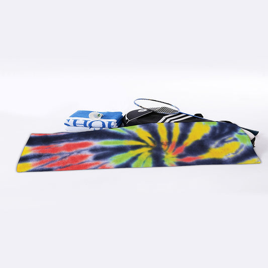 Black Backed Spiral Tie Dye Print Sports Towel