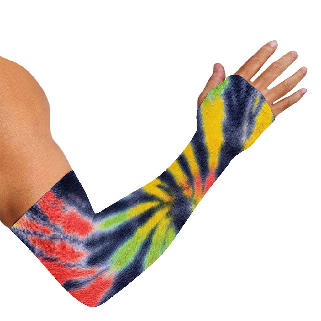 Black Backed Spiral Tie Dye Print Sun Protection Arm Sleeves
