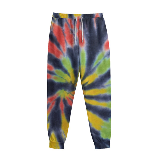 Black Backed Spiral Tie Dye Print Sweatpants