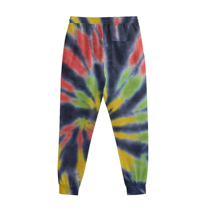 Black Backed Spiral Tie Dye Print Sweatpants