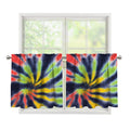 Black Backed Spiral Tie Dye Print Tier Curtains