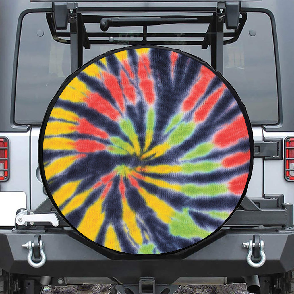 Black Backed Spiral Tie Dye Print Tire Cover