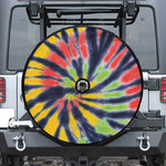 Black Backed Spiral Tie Dye Print Tire Cover With Camera Hole