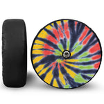 Black Backed Spiral Tie Dye Print Tire Cover With Camera Hole