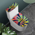 Black Backed Spiral Tie Dye Print Toilet Lid And Tank Cover Set