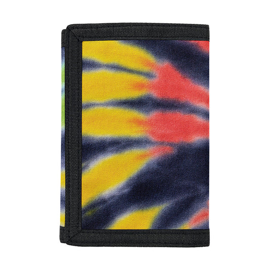 Black Backed Spiral Tie Dye Print Trifold Wallet