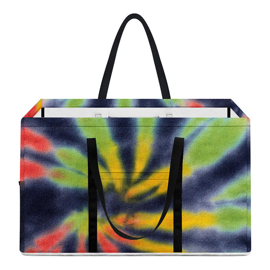 Black Backed Spiral Tie Dye Print Utility Tote Bag