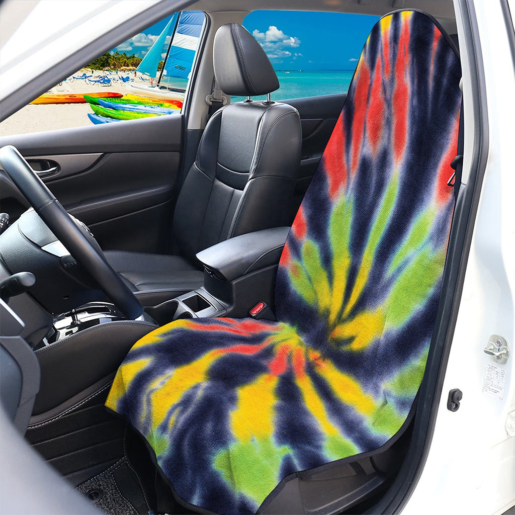 Black Backed Spiral Tie Dye Print Waterproof Car Seat Cover
