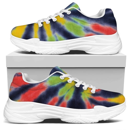 Black Backed Spiral Tie Dye Print White Chunky Shoes