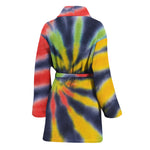 Black Backed Spiral Tie Dye Print Women's Bathrobe