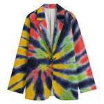 Black Backed Spiral Tie Dye Print Women's Blazer