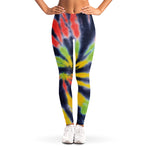 Black Backed Spiral Tie Dye Print Women's Leggings