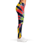 Black Backed Spiral Tie Dye Print Women's Leggings