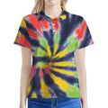 Black Backed Spiral Tie Dye Print Women's Polo Shirt