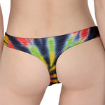 Black Backed Spiral Tie Dye Print Women's Thong