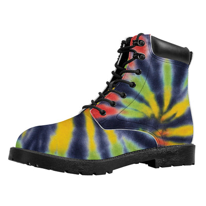 Black Backed Spiral Tie Dye Print Work Boots