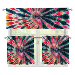 Black Backed Tie Dye Print 3 Piece Kitchen Curtains