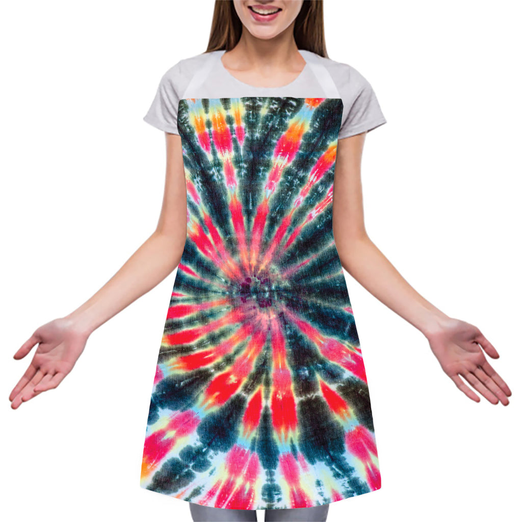 Black Backed Tie Dye Print Adjustable Apron