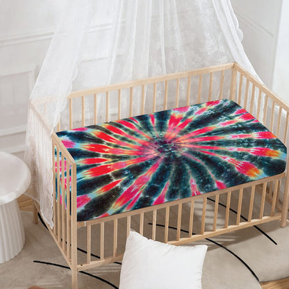 Black Backed Tie Dye Print Baby Crib Sheet