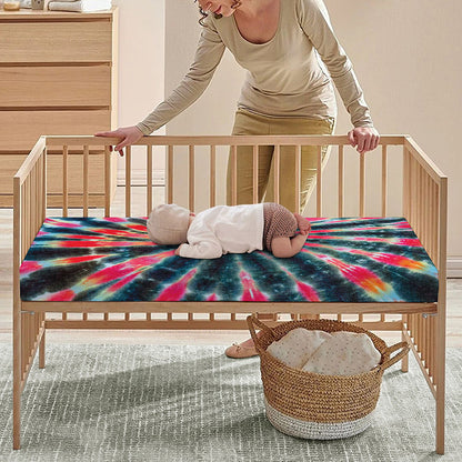 Black Backed Tie Dye Print Baby Crib Sheet