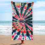 Black Backed Tie Dye Print Beach Towel