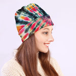 Black Backed Tie Dye Print Beanie