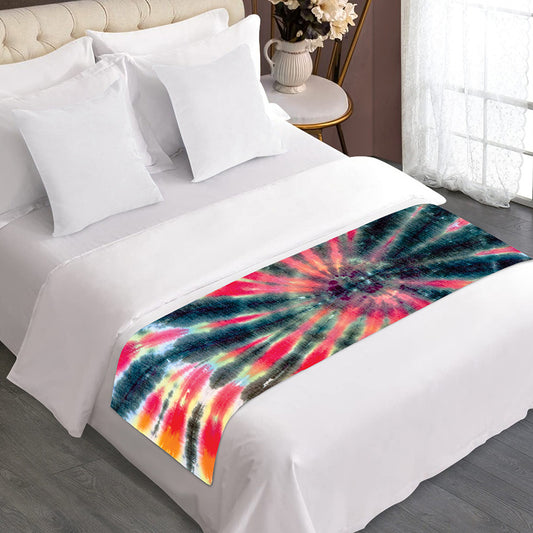 Black Backed Tie Dye Print Bed Runner