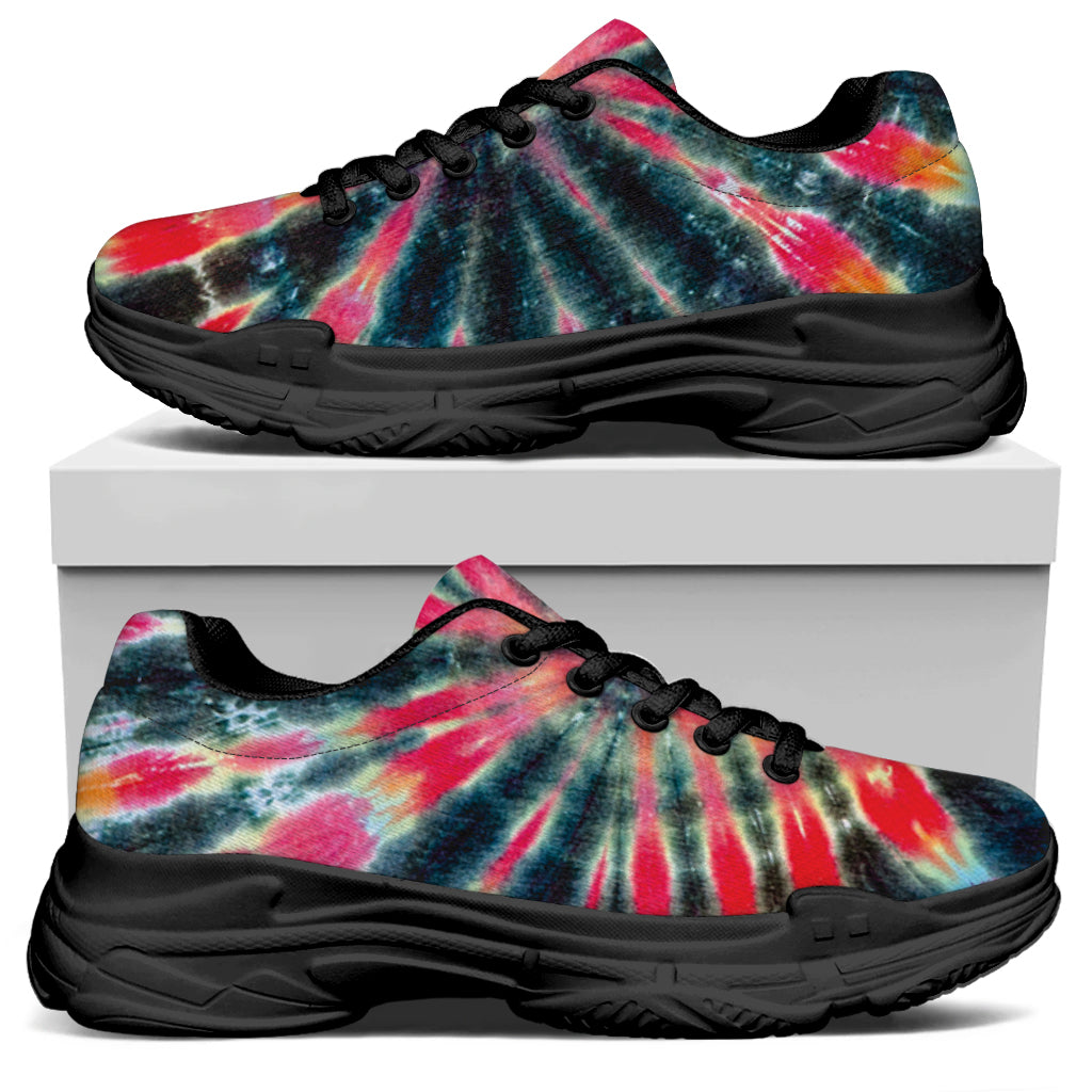 Black Backed Tie Dye Print Black Chunky Shoes
