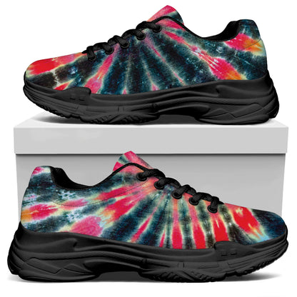 Black Backed Tie Dye Print Black Chunky Shoes