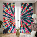Black Backed Tie Dye Print Dimout Pencil Pleat Curtains