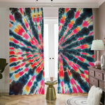 Black Backed Tie Dye Print Blackout Pencil Pleat Curtains
